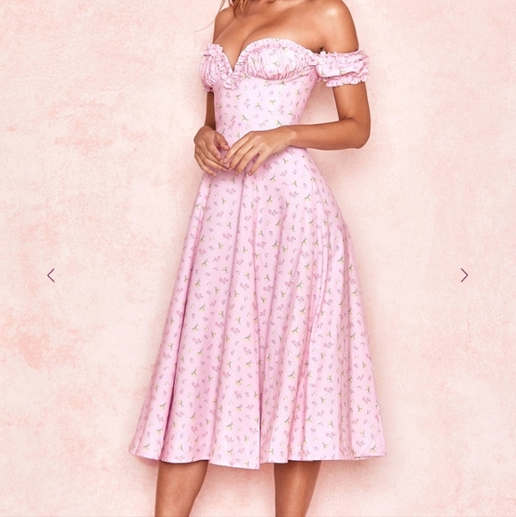 House Of CB Lauren Pink Off The Shoulder Dress - Picture 5 of 5